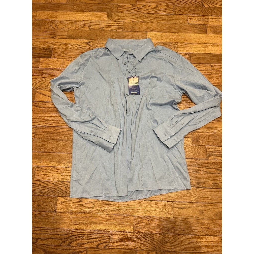 Georg Roth Los Angeles Pima Cotton Sky Blue Ls Button Up Shirt Xl Long Sleeve